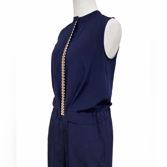 NWT Tory Burch Marguerite Blue Sleeveless Silk Designer Resort Romper Size XL - Picture 5 of 11